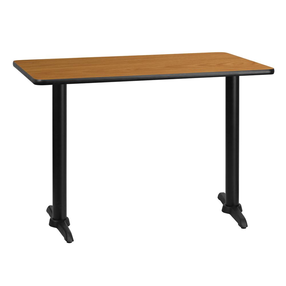 30'' x 42'' Rectangular Natural Table Top with 5'' x 22'' Table Height Bases. The main picture.