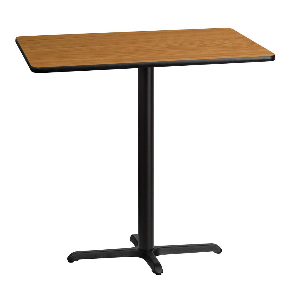30'' x 42'' Rectangular Natural Laminate Table Top with 23.5'' x 29.5'' Bar Height Table Base. Picture 1