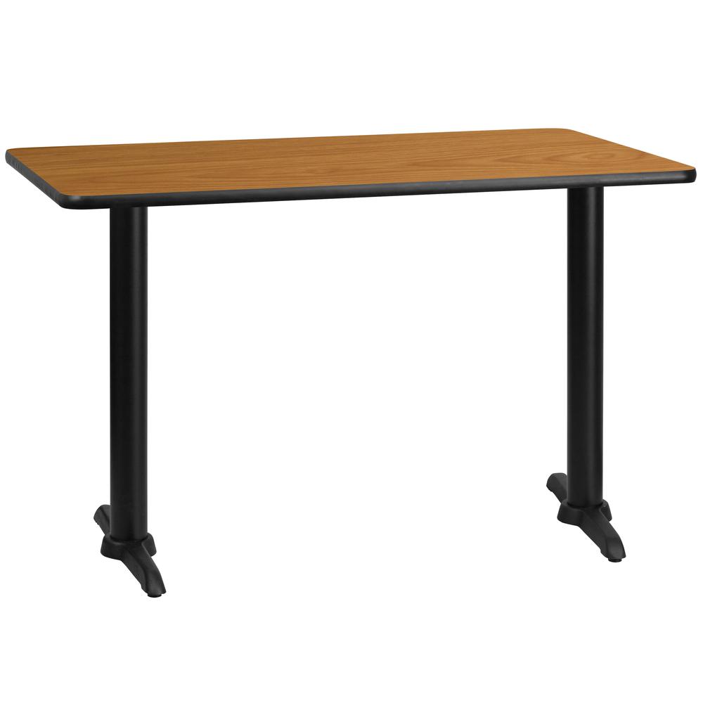 30'' x 48'' Rectangular Natural Laminate Table Top with 5'' x 22'' Table Height Bases. Picture 1
