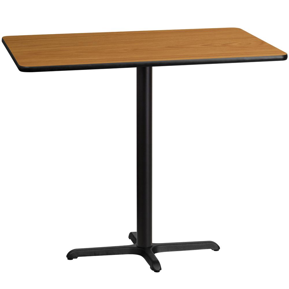 30'' x 48'' Natural Table Top with 23.5'' x 29.5'' Bar Height Table Base. Picture 1