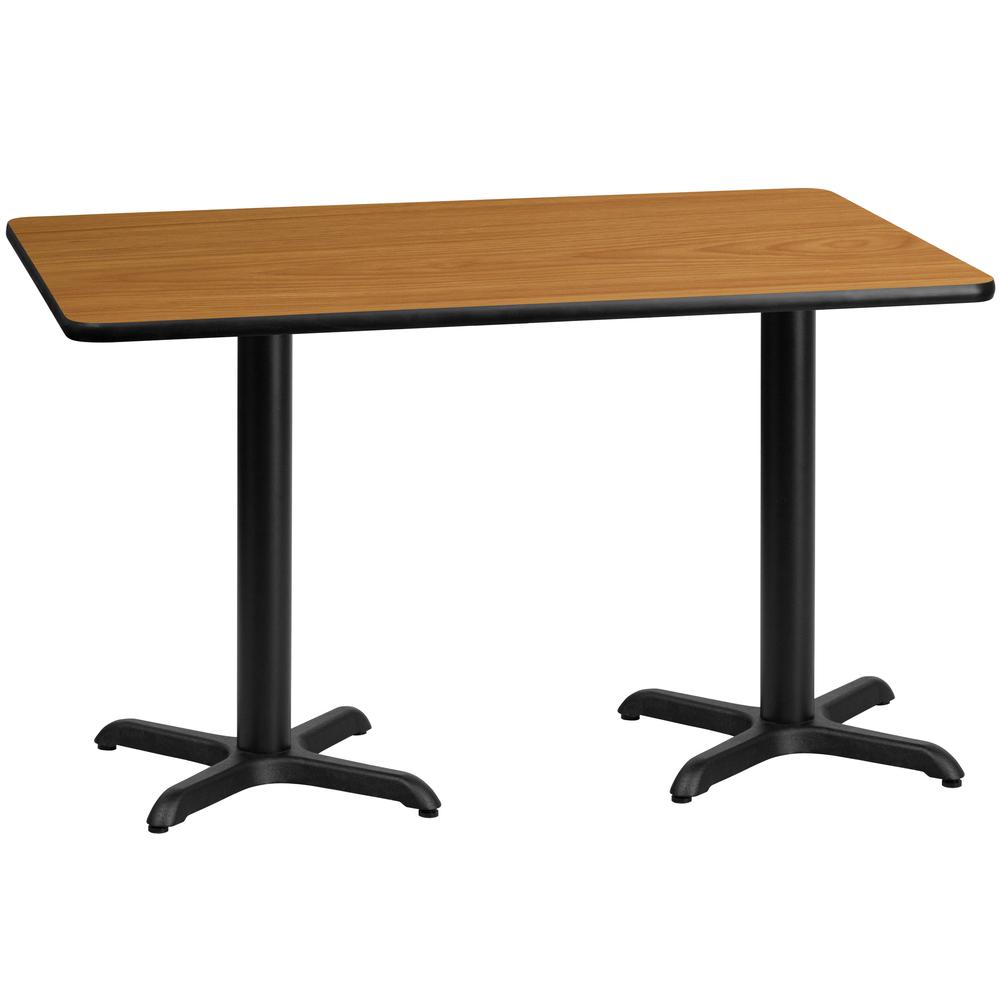 30'' x 60'' Rectangular Natural Table Top with 22'' x 22'' Table Height Bases. Picture 1