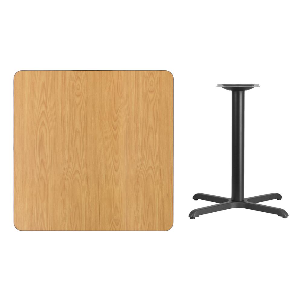 36'' Square Natural Laminate Table Top with 30'' x 30'' Table Height Base. Picture 2