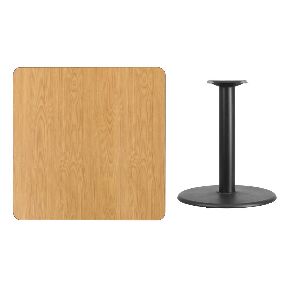 36'' Square Natural Laminate Table Top with 24'' Round Table Height Base. Picture 2