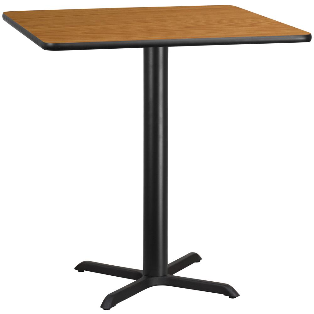 42'' Square Natural Laminate Table Top with 33'' x 33'' Bar Height Table Base. Picture 1