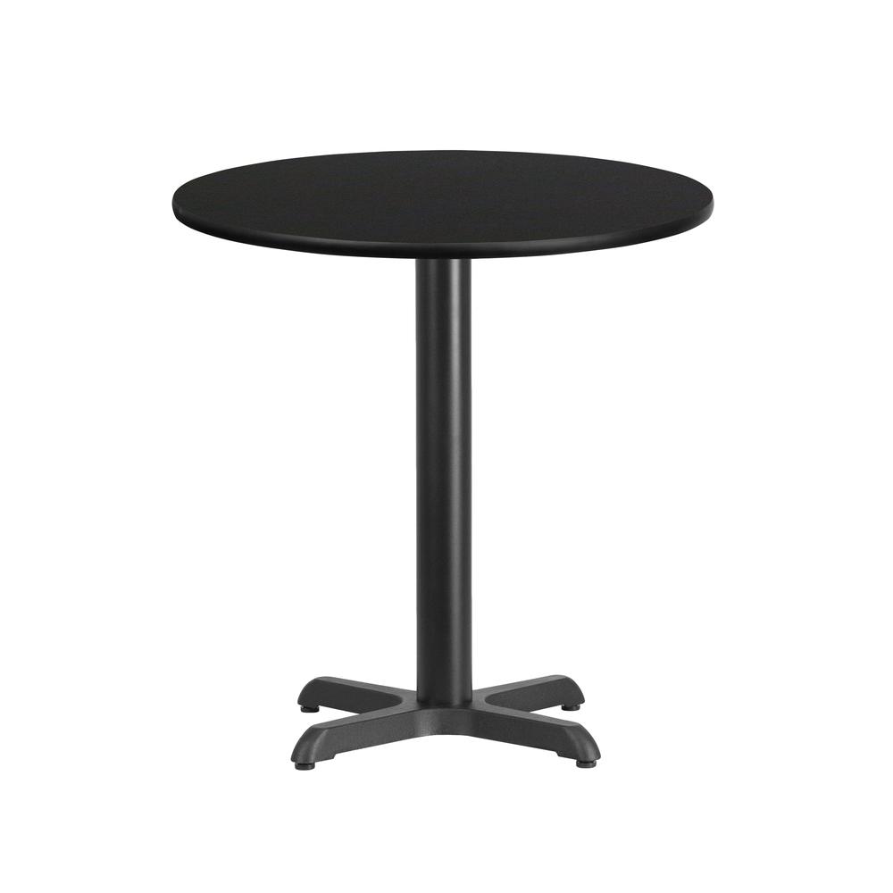 24'' Round Black Laminate Table Top with 22'' x 22'' Table Height Base. Picture 1