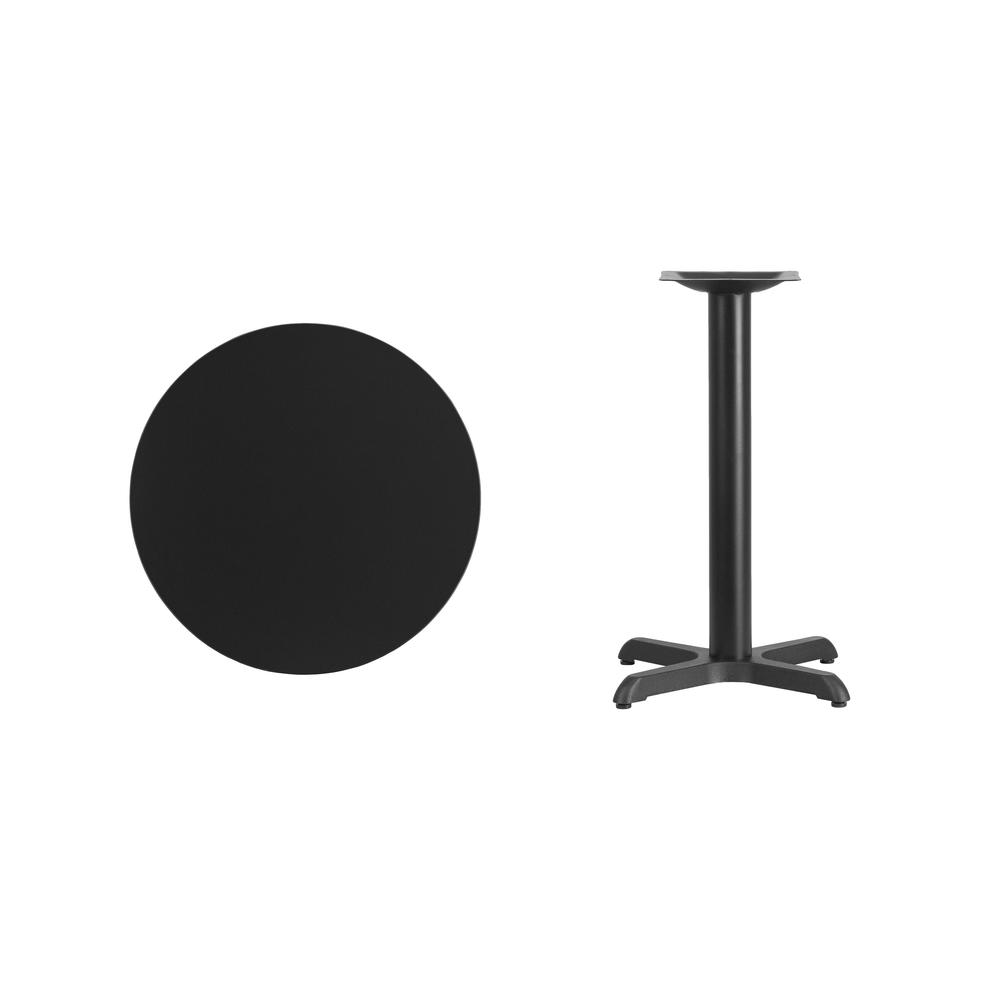 24'' Round Black Laminate Table Top with 22'' x 22'' Table Height Base. Picture 2