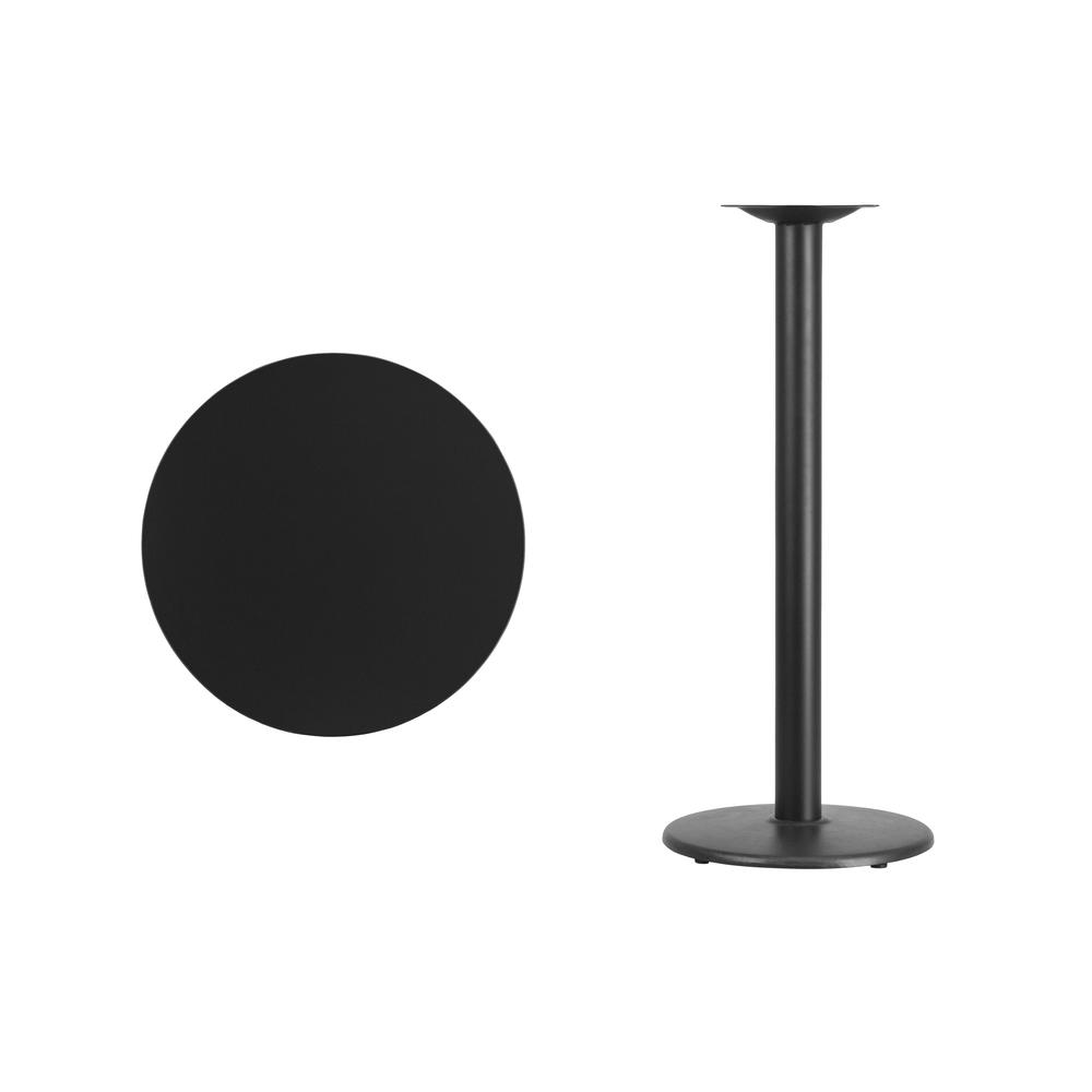 24'' Round Black Laminate Table Top with 18'' Round Bar Height Table Base. Picture 2