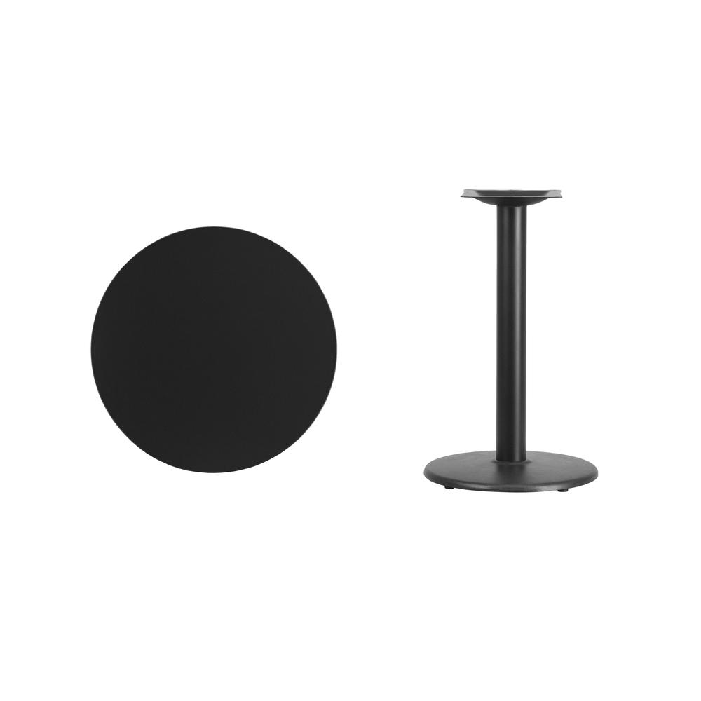 24'' Round Black Laminate Table Top with 18'' Round Table Height Base. Picture 2