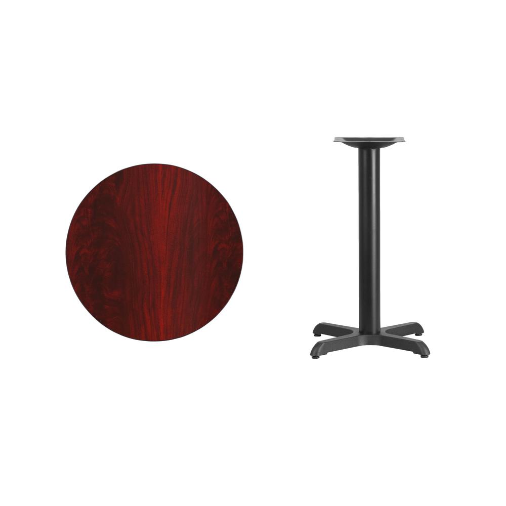 24'' Round Mahogany Laminate Table Top with 22'' x 22'' Table Height Base. Picture 2