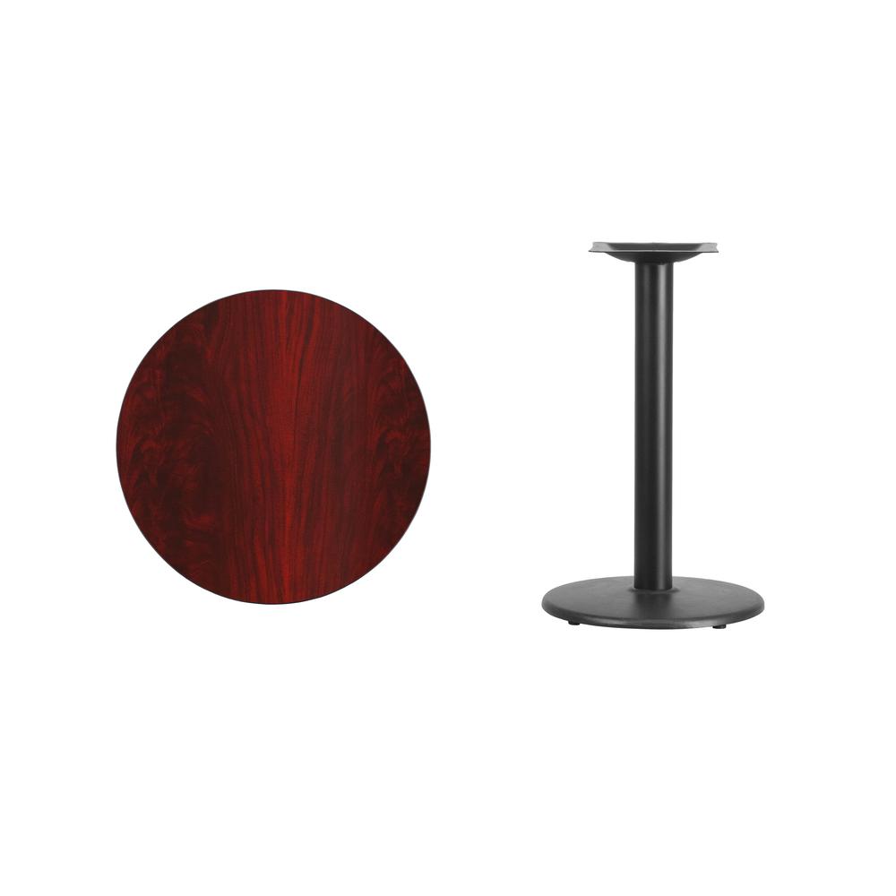 24'' Round Mahogany Laminate Table Top with 18'' Round Table Height Base. Picture 2