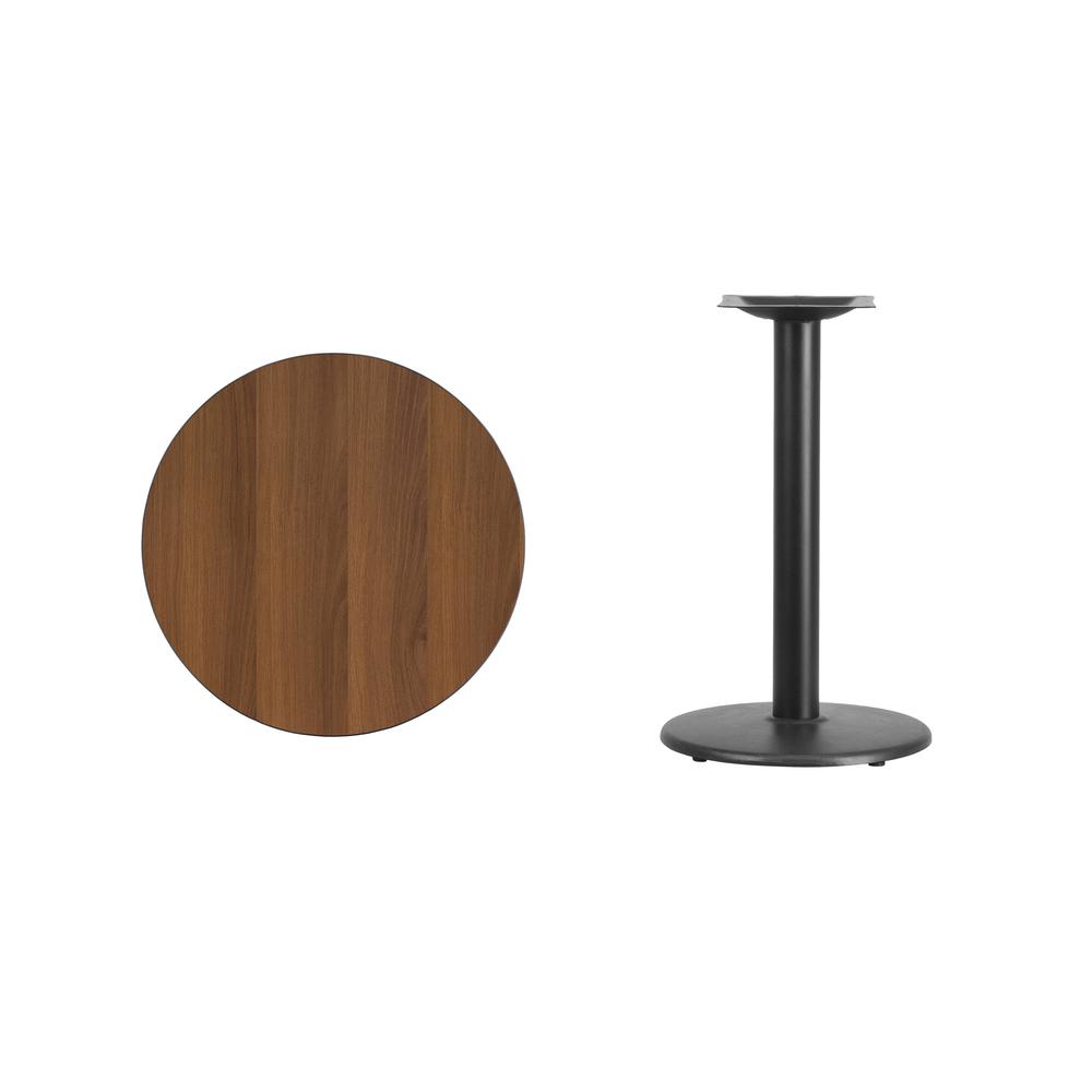 24'' Round Walnut Laminate Table Top with 18'' Round Table Height Base. Picture 2