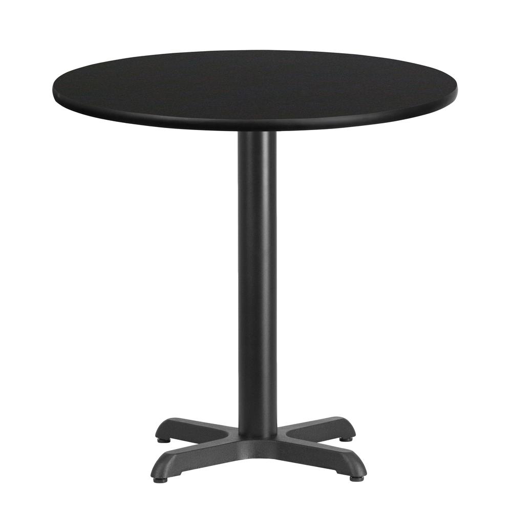 30'' Round Black Laminate Table Top with 22'' x 22'' Table Height Base. Picture 1