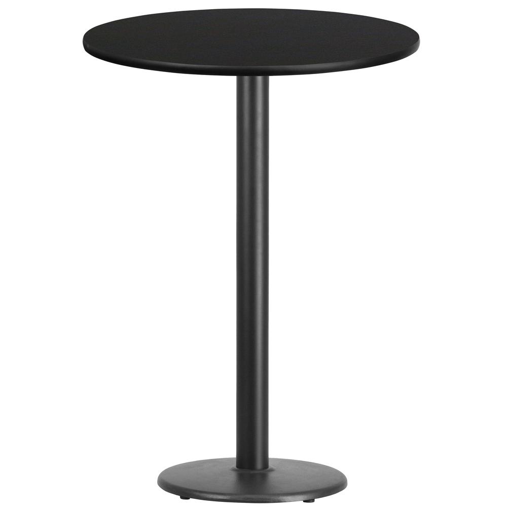 30'' Round Black Laminate Table Top with 18'' Round Bar Height Table Base. Picture 1