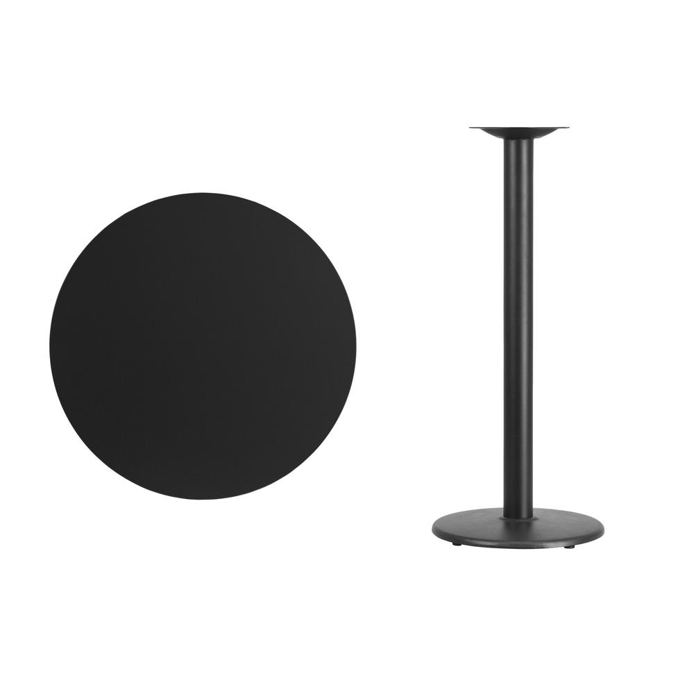 30'' Round Black Laminate Table Top with 18'' Round Bar Height Table Base. Picture 2