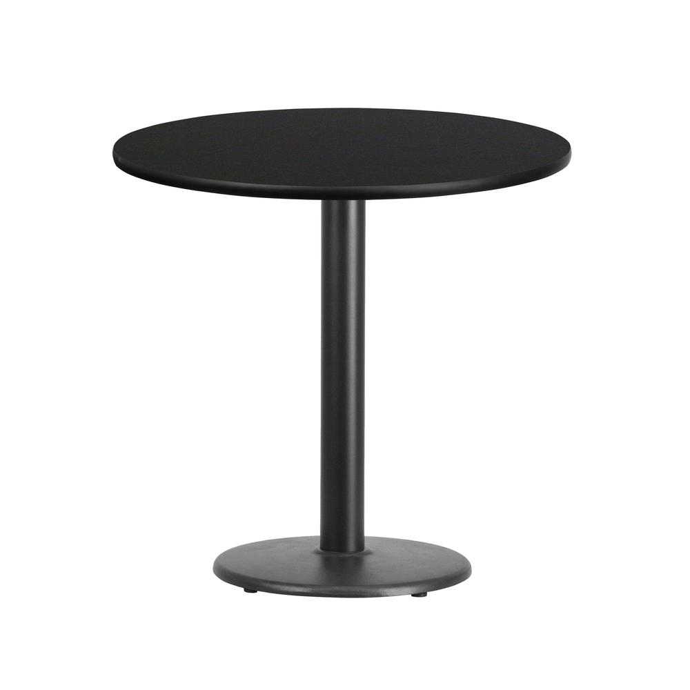 30'' Round Black Laminate Table Top with 18'' Round Table Height Base. Picture 1