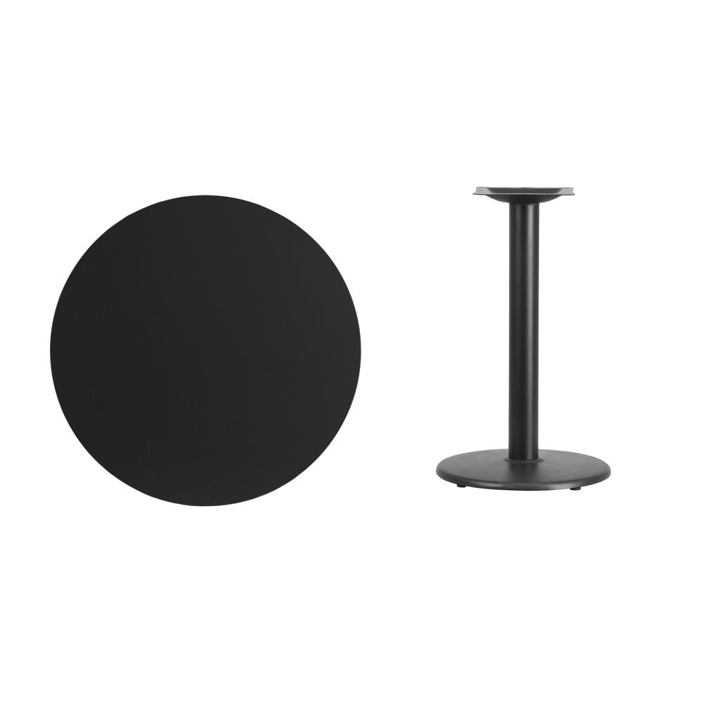 30'' Round Black Laminate Table Top with 18'' Round Table Height Base. Picture 2