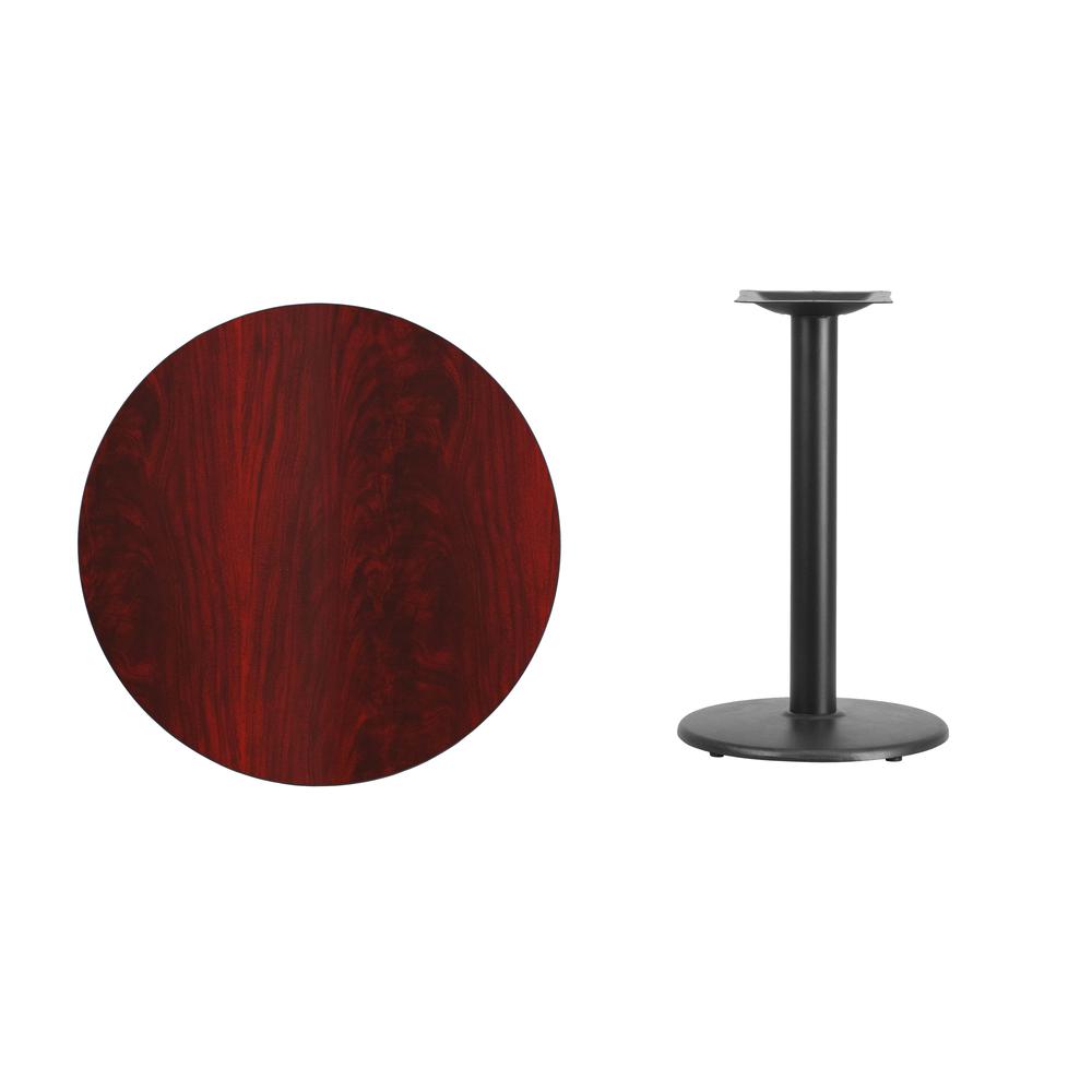 30'' Round Mahogany Laminate Table Top with 18'' Round Table Height Base. Picture 2