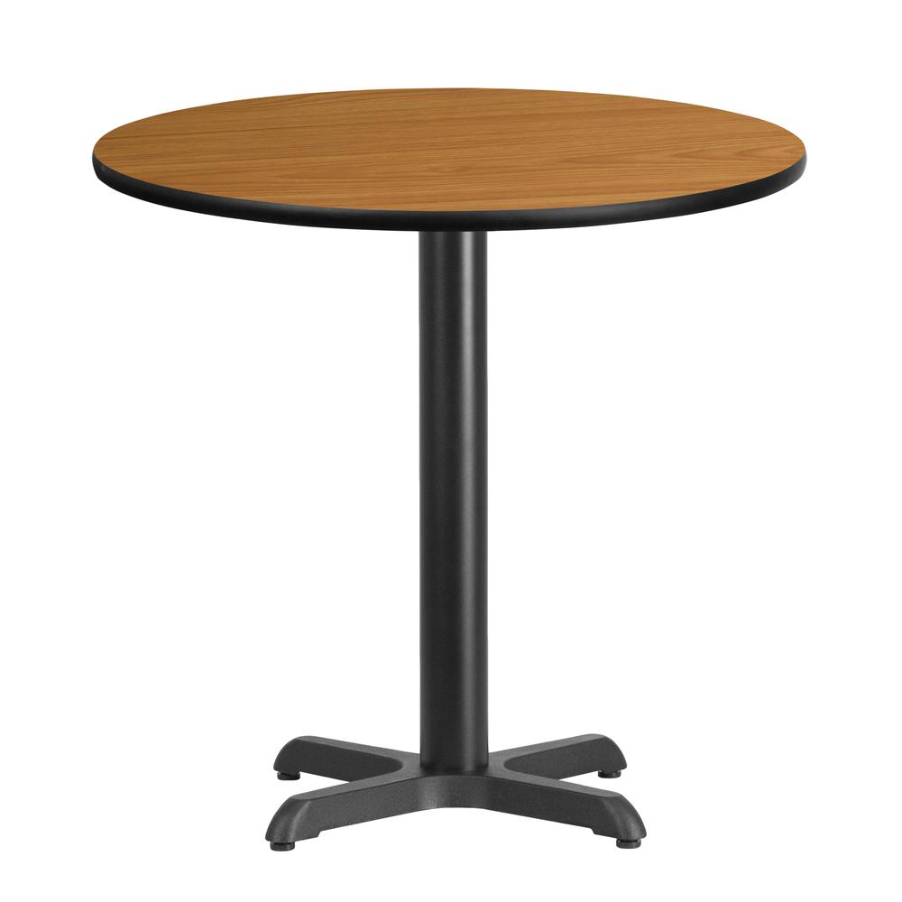 30'' Round Natural Laminate Table Top with 22'' x 22'' Table Height Base. Picture 1