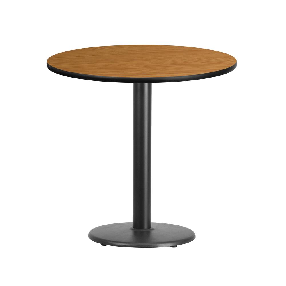 30'' Round Natural Laminate Table Top with 18'' Round Table Height Base. Picture 1