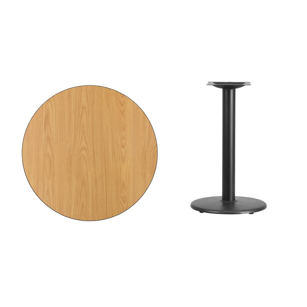 30'' Round Natural Laminate Table Top with 18'' Round Table Height Base. Picture 2