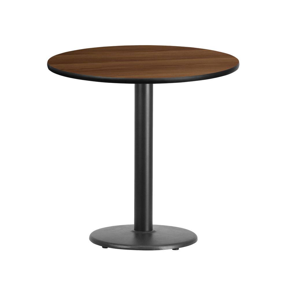 30'' Round Walnut Laminate Table Top with 18'' Round Table Height Base. Picture 1