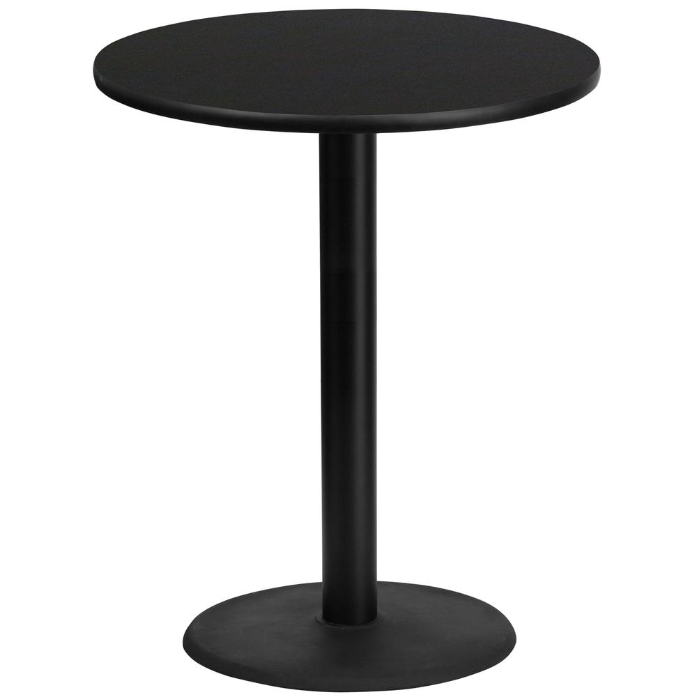 36'' Round Black Laminate Table Top with 24'' Round Bar Height Table Base. Picture 1