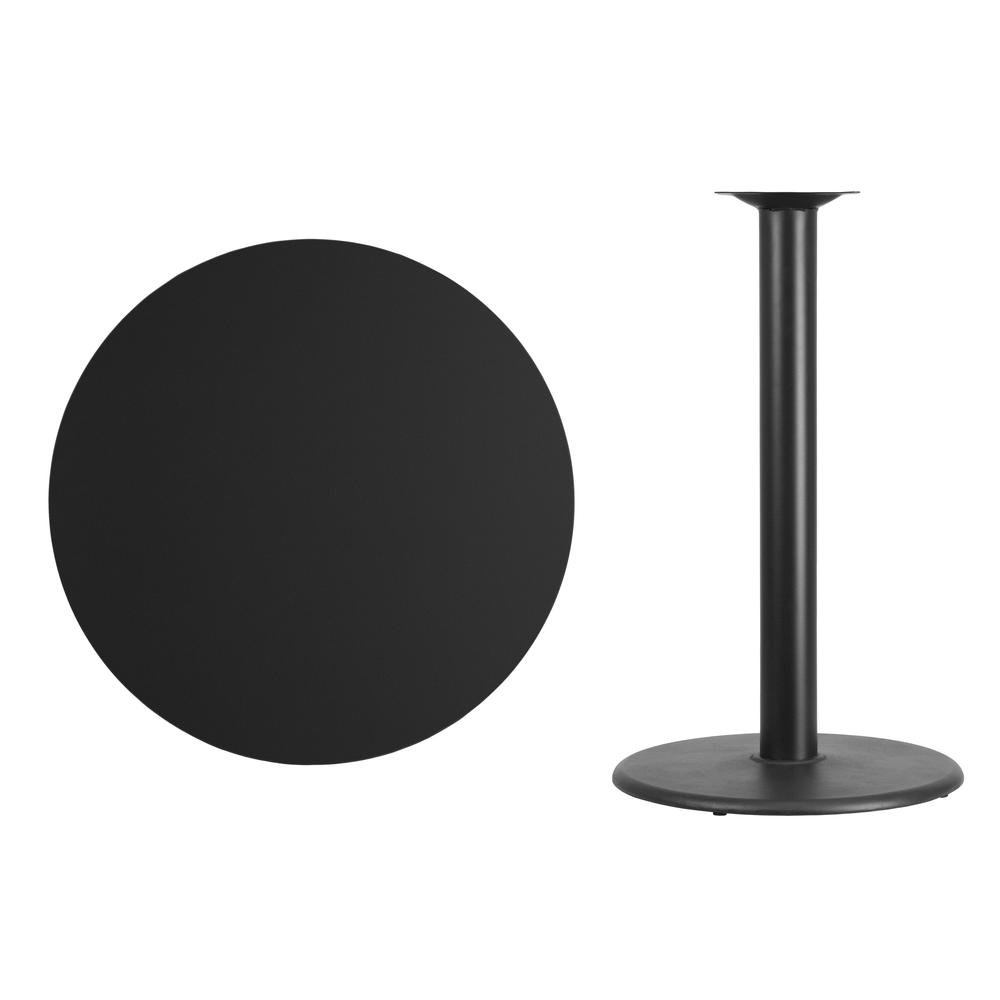 36'' Round Black Laminate Table Top with 24'' Round Bar Height Table Base. Picture 2