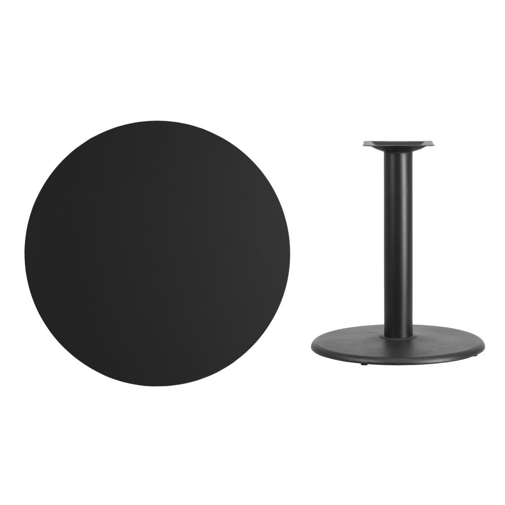 36'' Round Black Laminate Table Top with 24'' Round Table Height Base. Picture 2