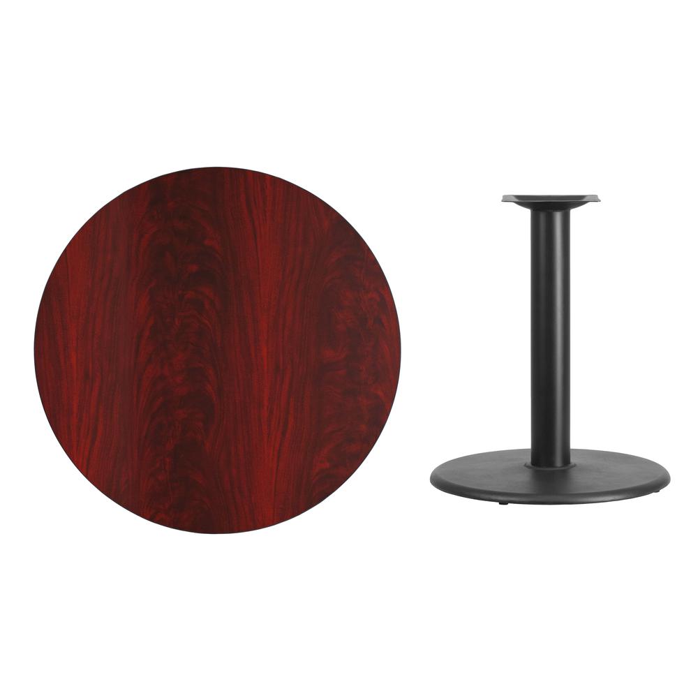 36'' Round Mahogany Laminate Table Top with 24'' Round Table Height Base. Picture 2