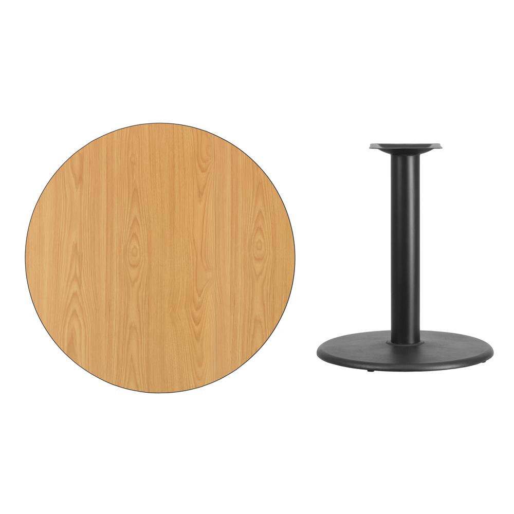 36'' Round Natural Laminate Table Top with 24'' Round Table Height Base. Picture 2