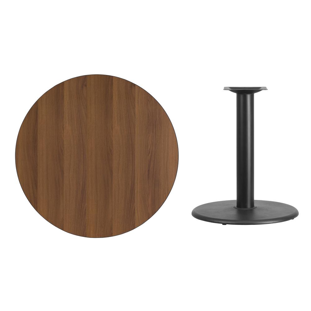 36'' Round Walnut Laminate Table Top with 24'' Round Table Height Base. Picture 2