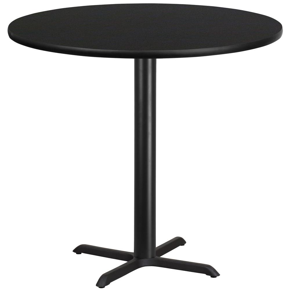 42'' Round Black Laminate Table Top with 33'' x 33'' Bar Height Table Base. Picture 1