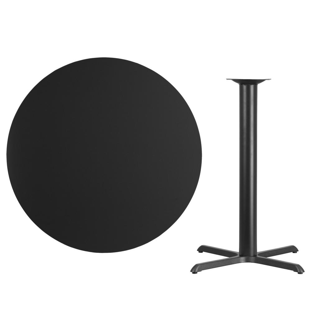 42'' Round Black Laminate Table Top with 33'' x 33'' Bar Height Table Base. Picture 2