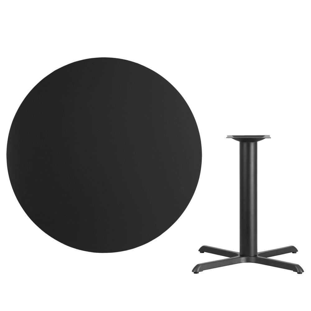 42'' Round Black Laminate Table Top with 33'' x 33'' Table Height Base. Picture 2