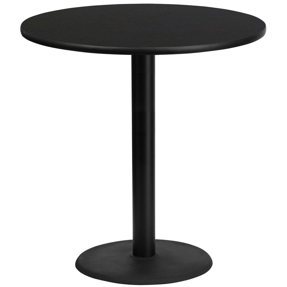 42'' Round Black Laminate Table Top with 24'' Round Bar Height Table Base. Picture 1
