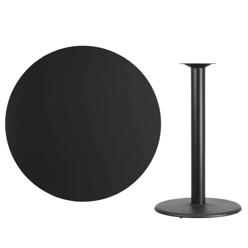 42'' Round Black Laminate Table Top with 24'' Round Bar Height Table Base. Picture 2