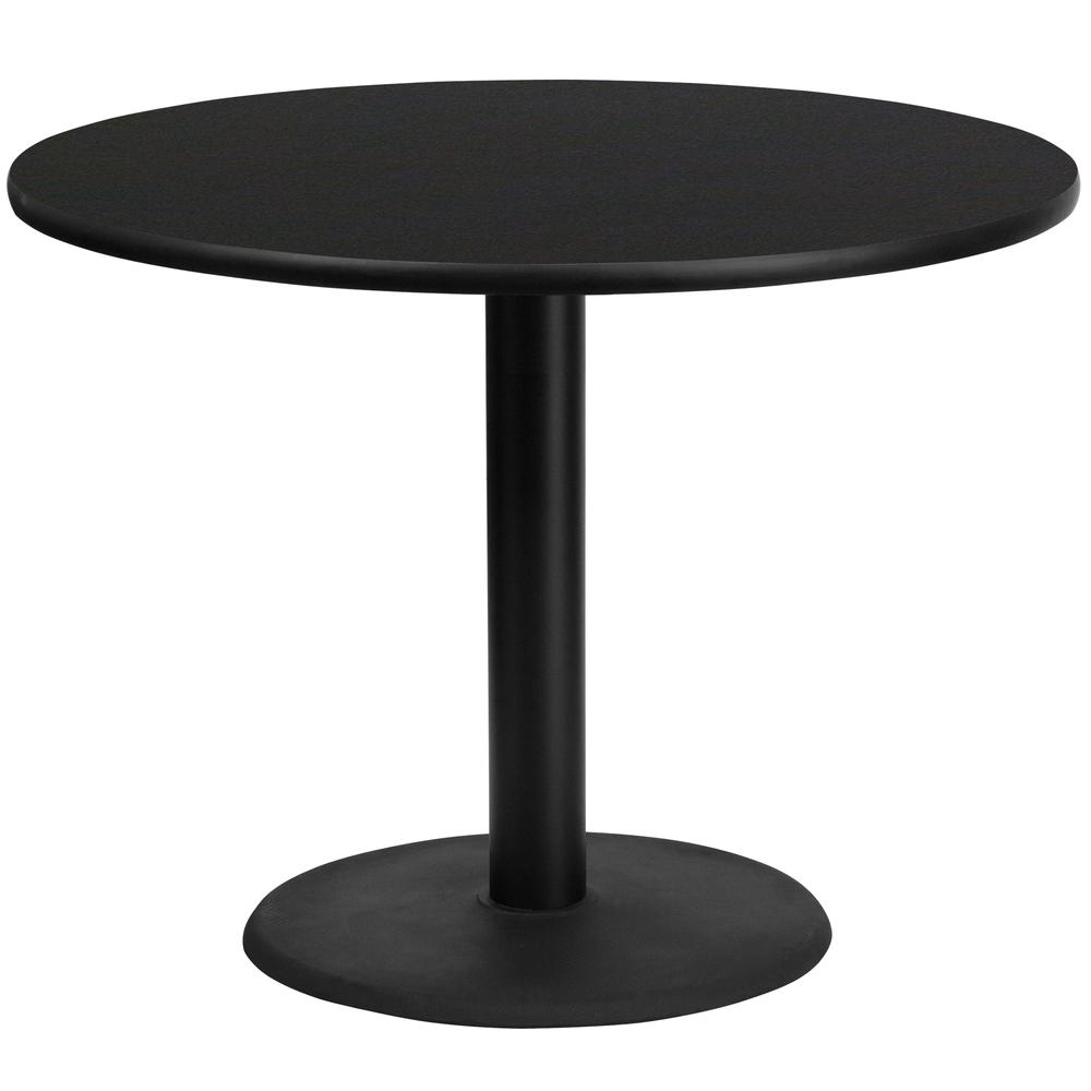 42'' Round Black Laminate Table Top with 24'' Round Table Height Base. Picture 1