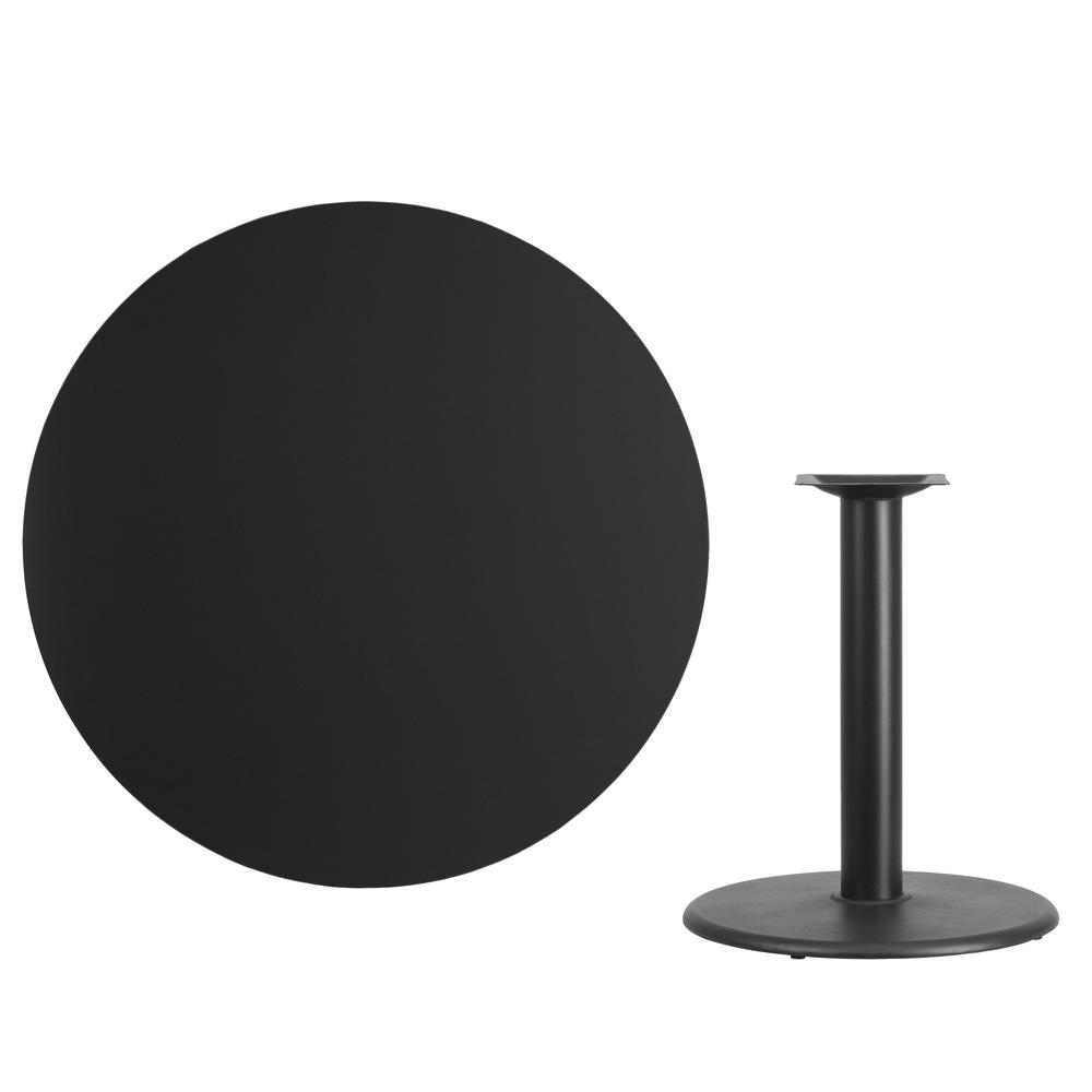 42'' Round Black Laminate Table Top with 24'' Round Table Height Base. Picture 2