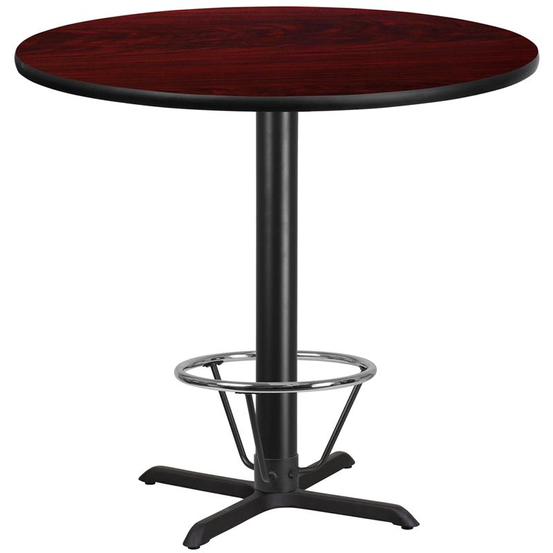 42'' Round Mahogany Table Top with 33'' x 33'' Bar Height. Picture 1