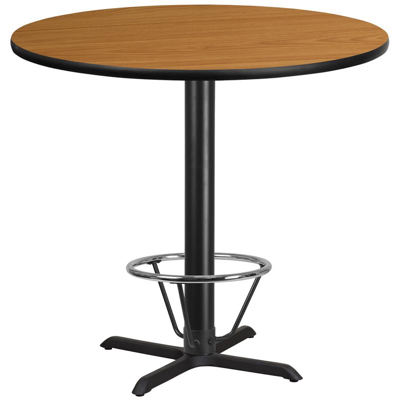 42'' Round Natural Table Top with 33'' x 33'' Bar Height. Picture 1