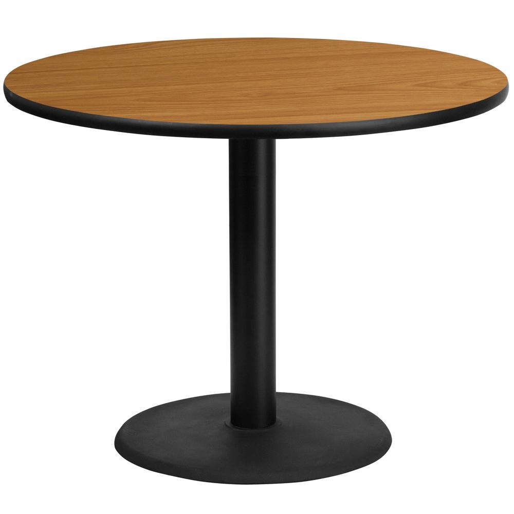 42'' Round Natural Laminate Table Top with 24'' Round Table Height Base. Picture 1