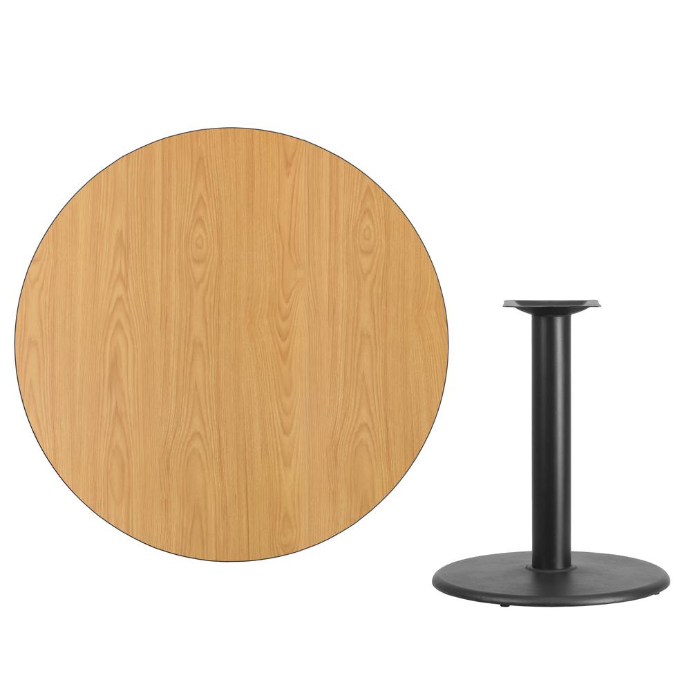 42'' Round Natural Laminate Table Top with 24'' Round Table Height Base. Picture 2