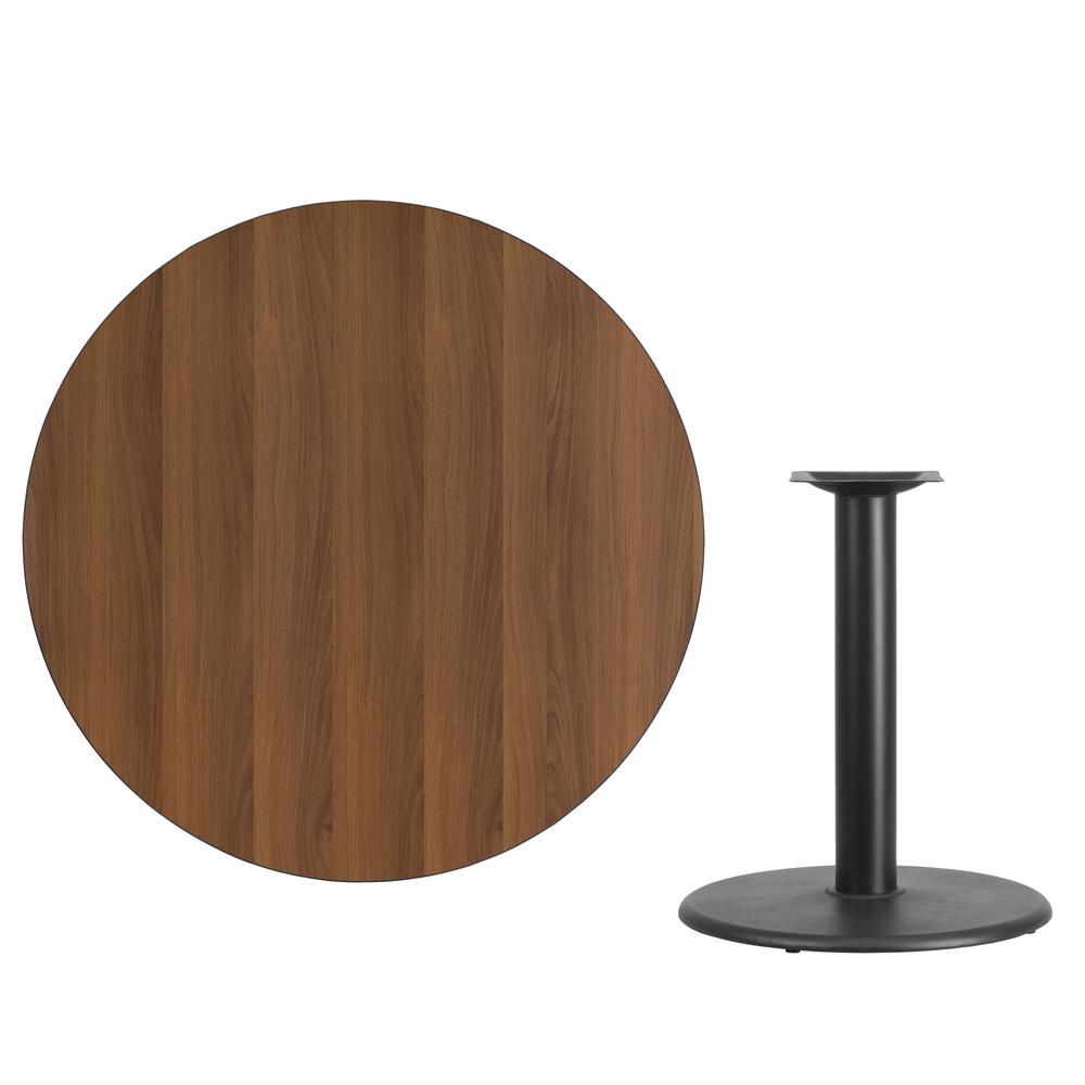 42'' Round Walnut Laminate Table Top with 24'' Round Table Height Base. Picture 2