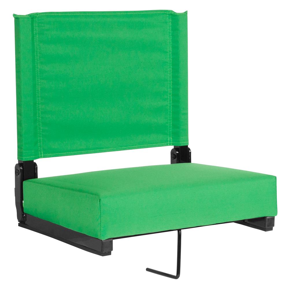 Lightweight Stadium Chair with Handle, Ultra-Padded Seat, Bright Green. Picture 1