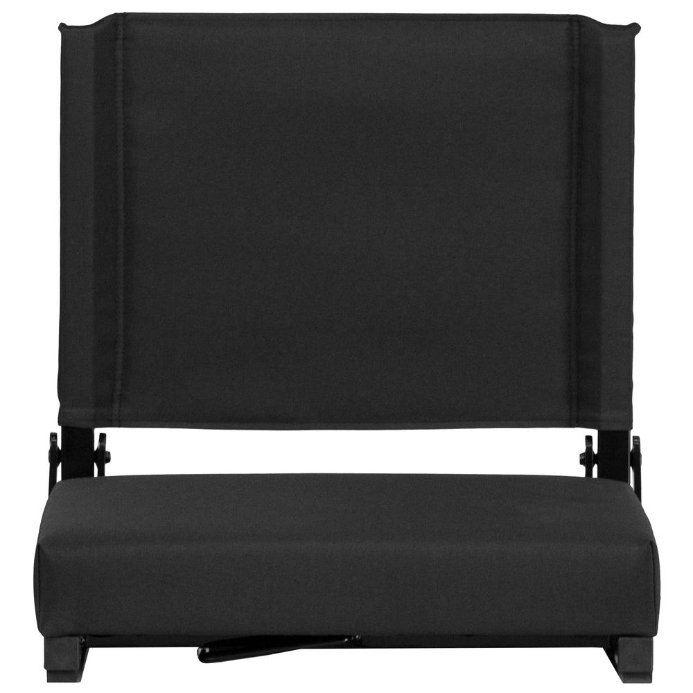 500 lb. Rated Lightweight Stadium Chair with Handle & Ultra-Padded Seat, Black. Picture 5