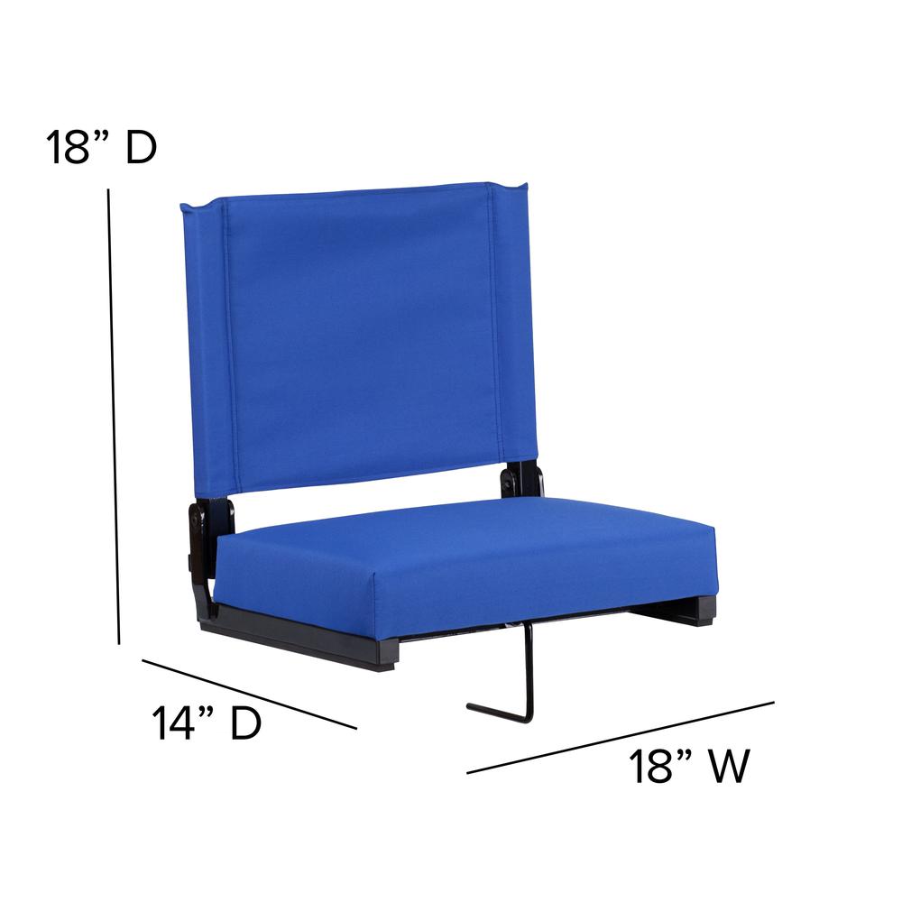 500 lb. Rated Lightweight Stadium Chair with Handle & Ultra-Padded Seat, Blue. Picture 2