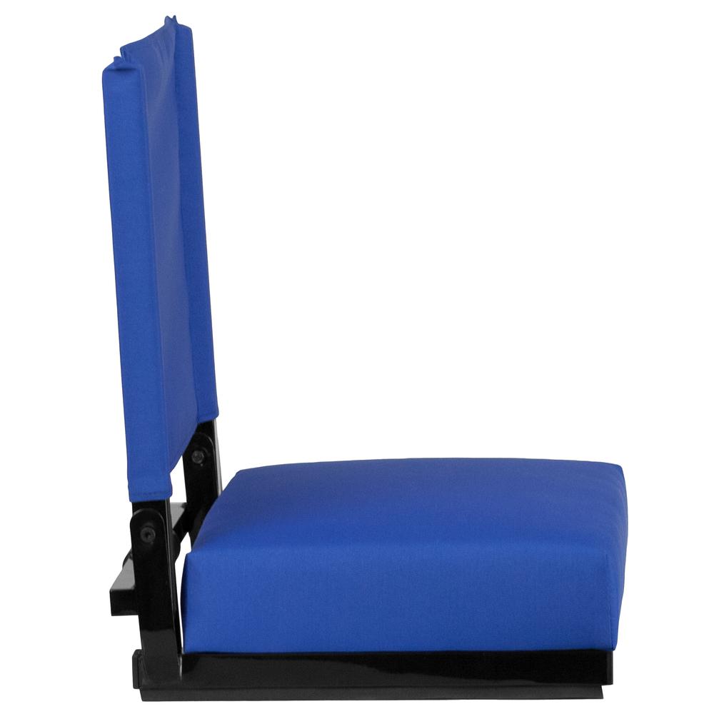 500 lb. Rated Lightweight Stadium Chair with Handle & Ultra-Padded Seat, Blue. Picture 3
