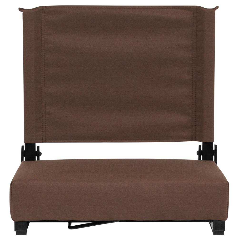 Grandstand Comfort Seats by Flash with 500 LB. Weight Capacity Lightweight Aluminum Frame and Ultra-Padded Seat in Brown. Picture 4