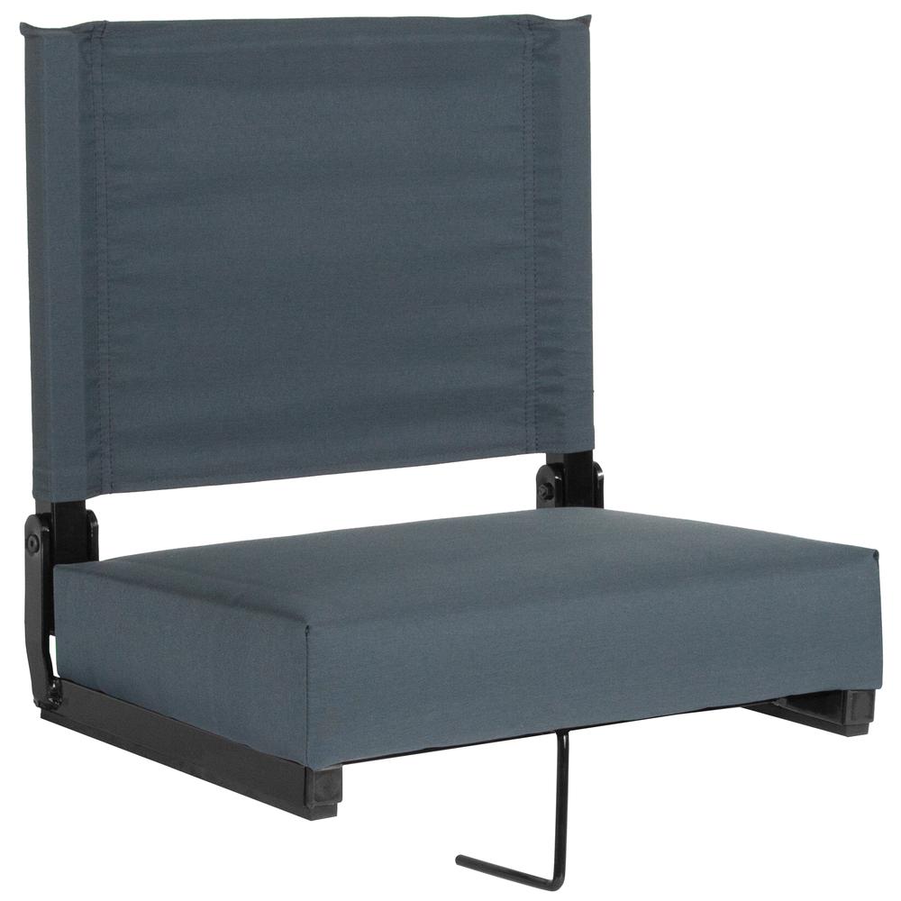 500 lb. Rated Lightweight Stadium Chair with Handle & Ultra-Padded Seat, Dark Blue. Picture 1