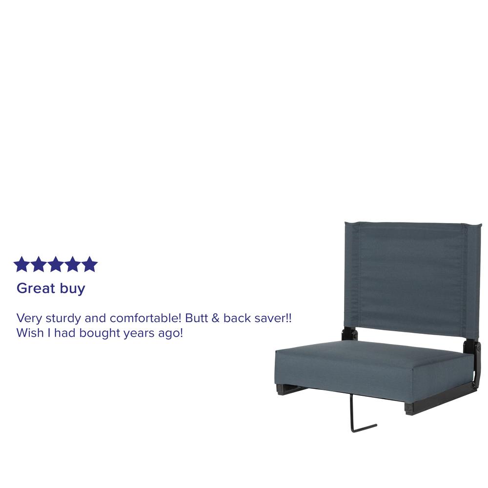 500 lb. Rated Lightweight Stadium Chair with Handle & Ultra-Padded Seat, Dark Blue. Picture 6